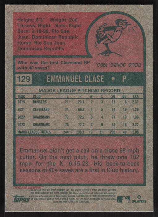 2024 Topps Heritage #129 Emmanuel Clase Base