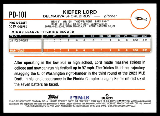 2024 Topps Pro Debut #PD-101 Kiefer Lord