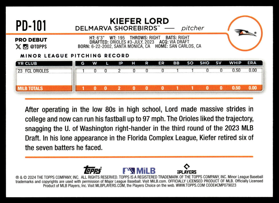 2024 Topps Pro Debut #PD-101 Kiefer Lord