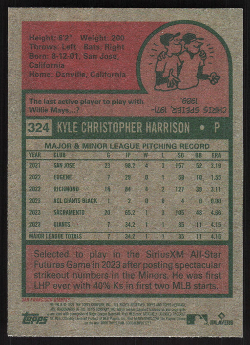 2024 Topps Heritage #324 Kyle Harrison Base