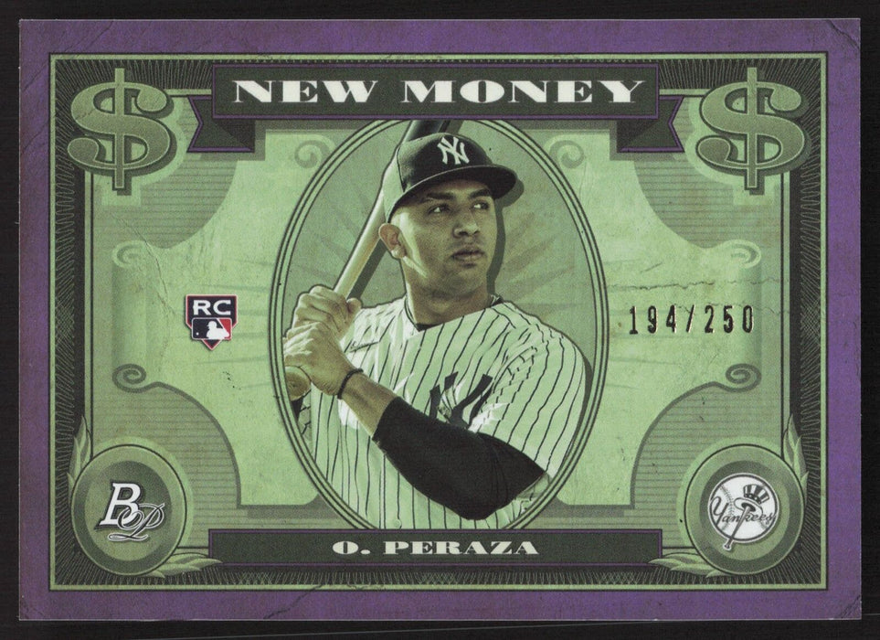 2023 Bowman Platinum #NM-3 Oswald Peraza New Money Purple #/250