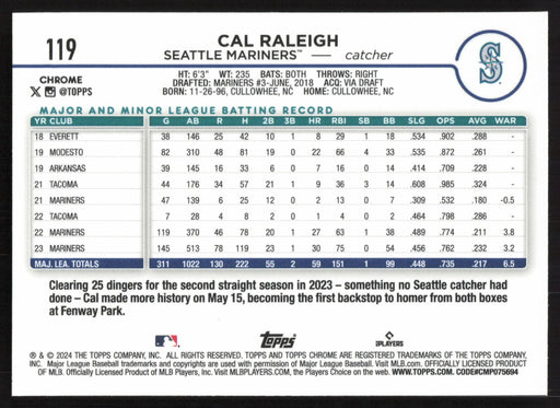 2024 Topps Chrome #119 Cal Raleigh