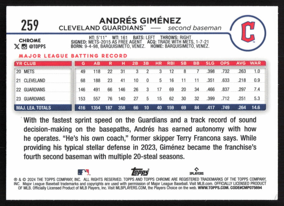 2024 Topps Chrome #259 Andrés Giménez