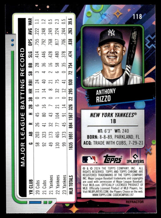 2024 Topps Chrome Cosmic #118 Anthony Rizzo Refractors