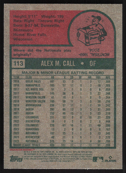 2024 Topps Heritage #113 Alex Call Base