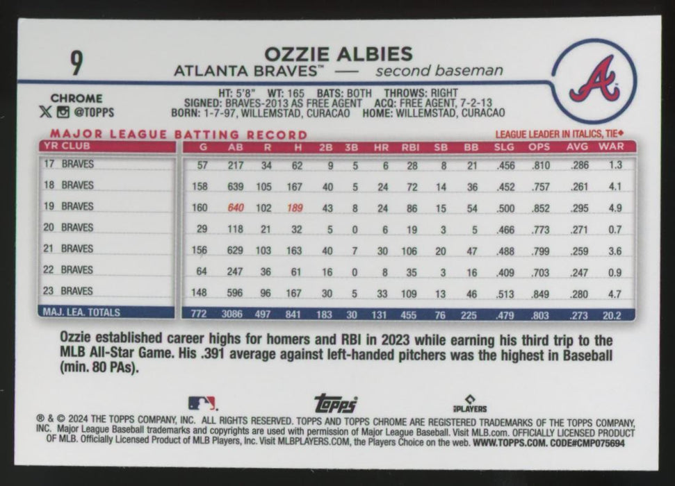 2024 Topps Chrome #9 Ozzie Albies