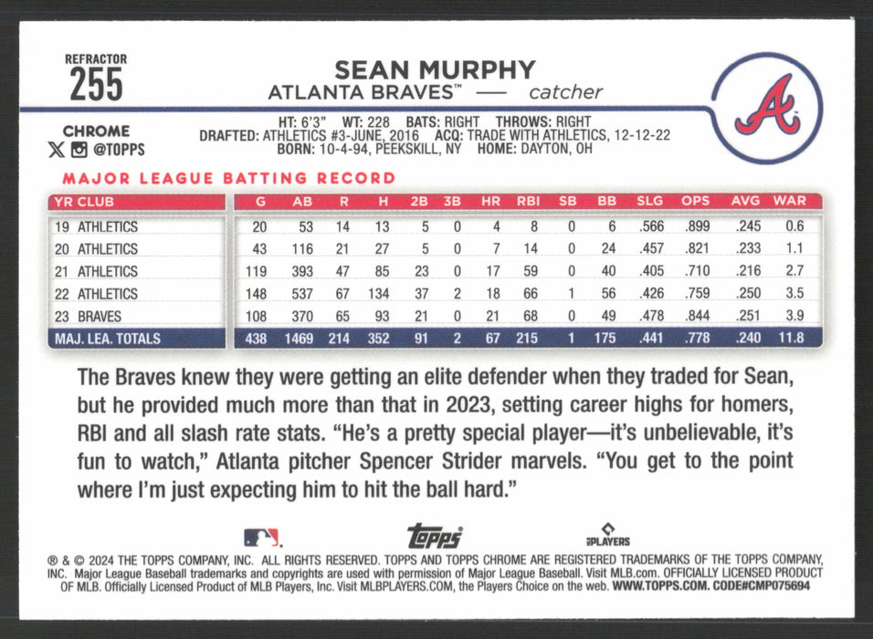 2024 Topps Chrome #255 Sean Murphy Refractor