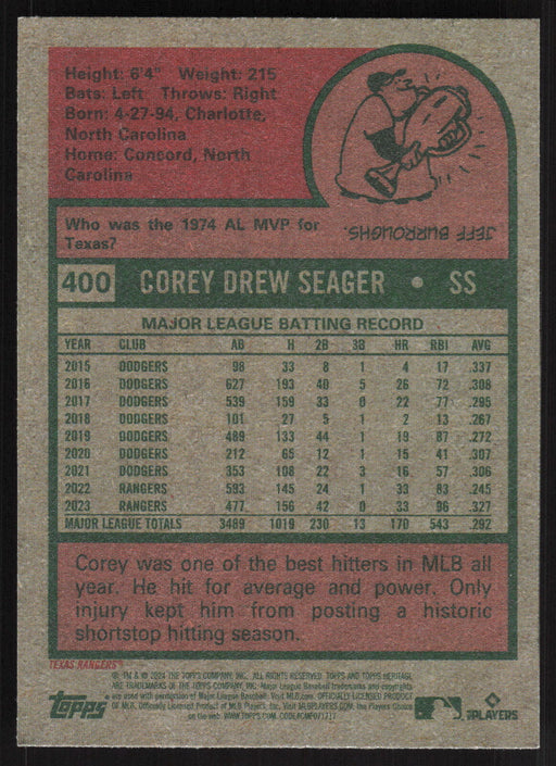 2024 Topps Heritage #400 Corey Seager Base