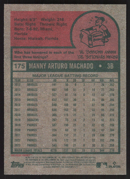 2024 Topps Heritage #175 Manny Machado Base