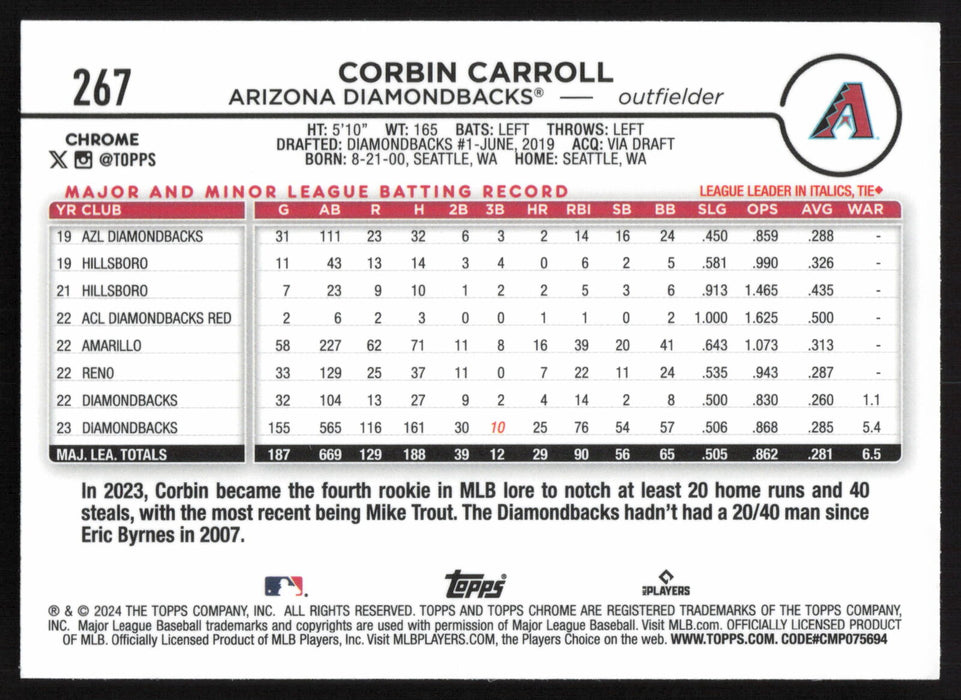 2024 Topps Chrome #267 Corbin Carroll