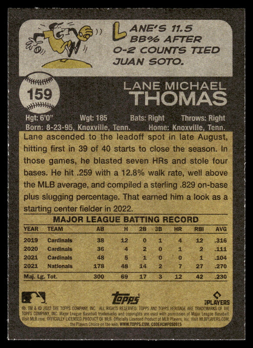 2022 Topps Heritage #159 Lane Thomas