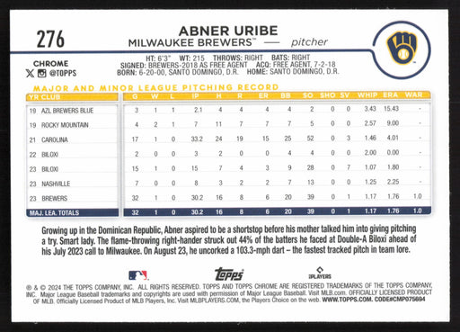 2024 Topps Chrome #276 Abner Uribe