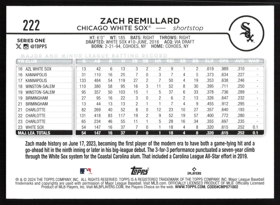 2024 Topps #222 Zach Remillard