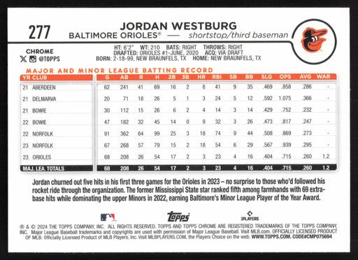 2024 Topps Chrome #277 Jordan Westburg