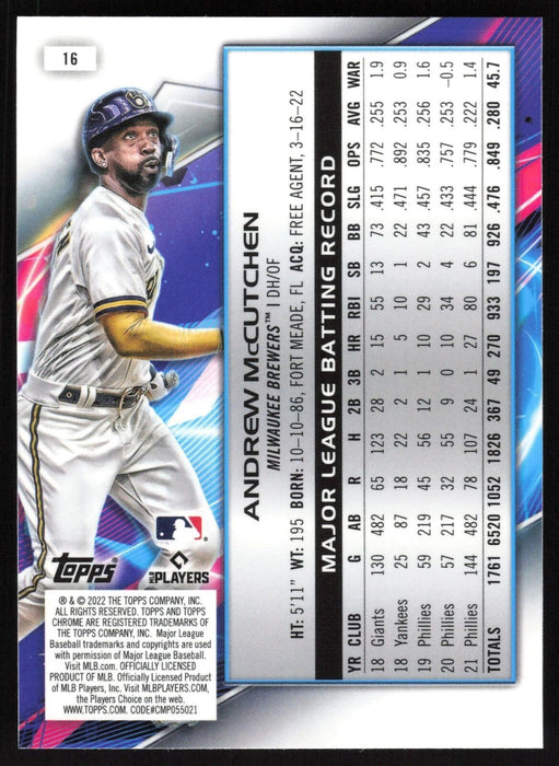 2022 Topps Chrome Cosmic #16 Andrew McCutchen