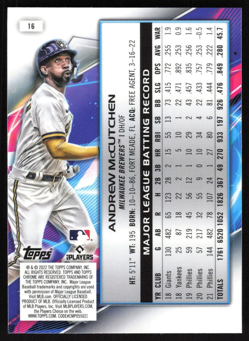 2022 Topps Chrome Cosmic #16 Andrew McCutchen