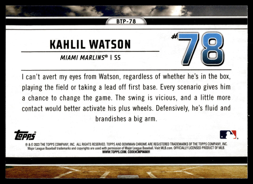 2023 Bowman #BTP-78 Kahlil Watson Bowman Scouts Top 100