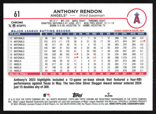 2024 Topps Chrome #61 Anthony Rendon