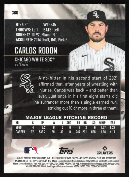 2021 Stadium Club Chrome #380 Carlos Rodon