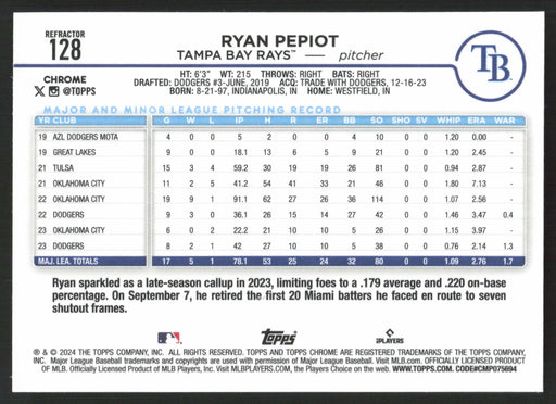 2024 Topps Chrome #128 Ryan Pepiot Refractor