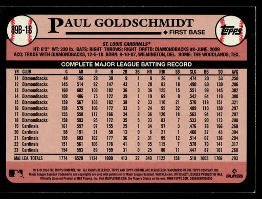 2024 Topps #89B-18 Paul Goldschmidt 1989 Topps Baseball 35th Anniversary Foil