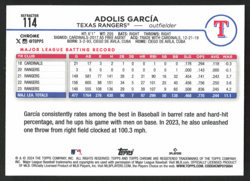 2024 Topps Chrome #114 Adolis García Refractor