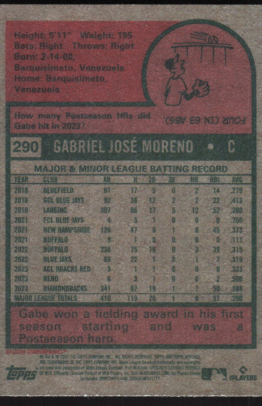 2024 Topps Heritage #290 Gabriel Moreno Base