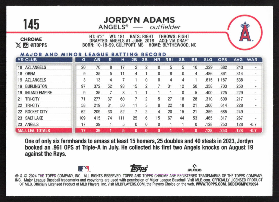 2024 Topps Chrome #145 Jordyn Adams