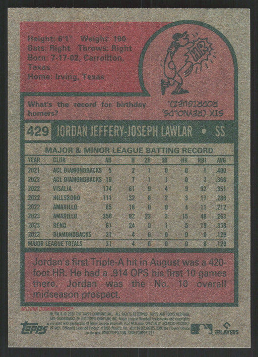 2024 Topps Heritage #429 Jordan Lawlar