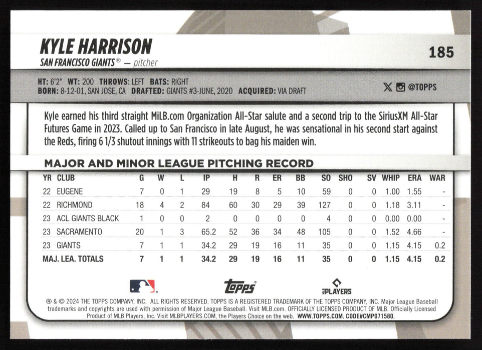 2024 Topps Big League #185 Kyle Harrison