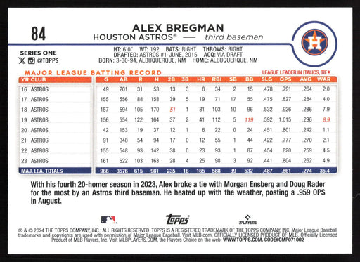 2024 Topps #84 Alex Bregman