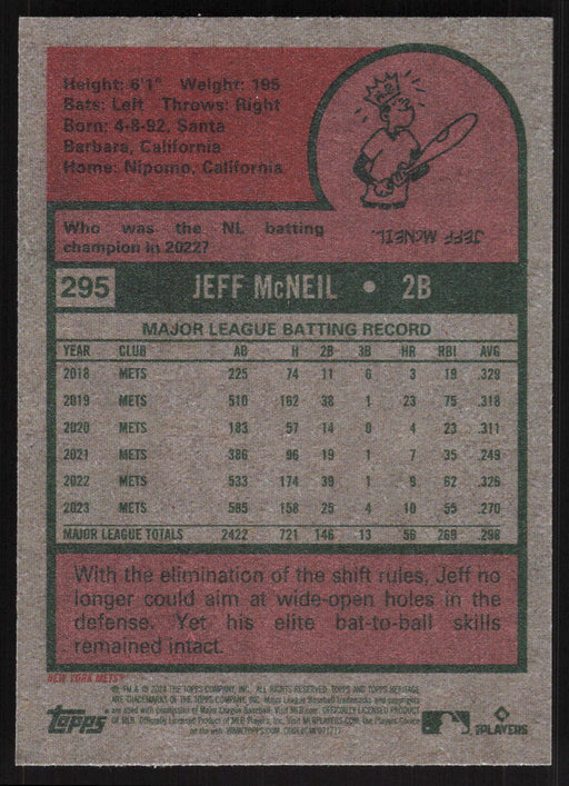 2024 Topps Heritage #295 Jeff McNeil Base