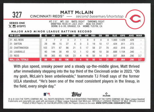 2024 Topps #327 Matt McLain Royal Blue