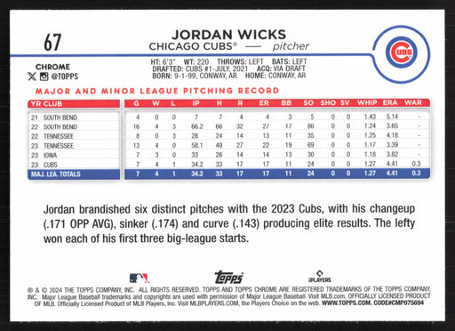 2024 Topps Chrome #67 Jordan Wicks