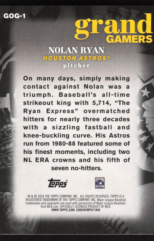 2024 Topps #GOG-1 Nolan Ryan Grand Gamers