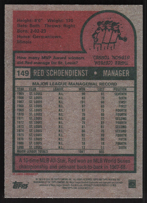 2024 Topps Heritage #149 Red Schoendienst Base