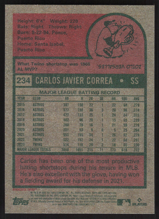 2024 Topps Heritage #234 Carlos Correa