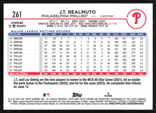 2024 Topps Chrome #261 J.T. Realmuto