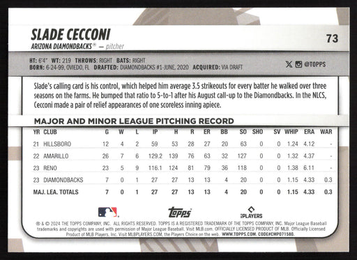 2024 Topps Big League #73 Slade Cecconi