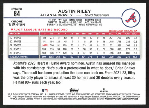 2024 Topps Chrome #84 Austin Riley Refractor