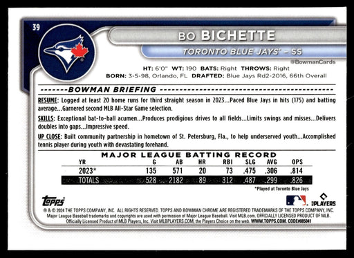 2024 Bowman Chrome #39 Bo Bichette