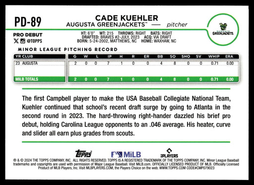 2024 Topps Pro Debut #PD-89 Cade Kuehler