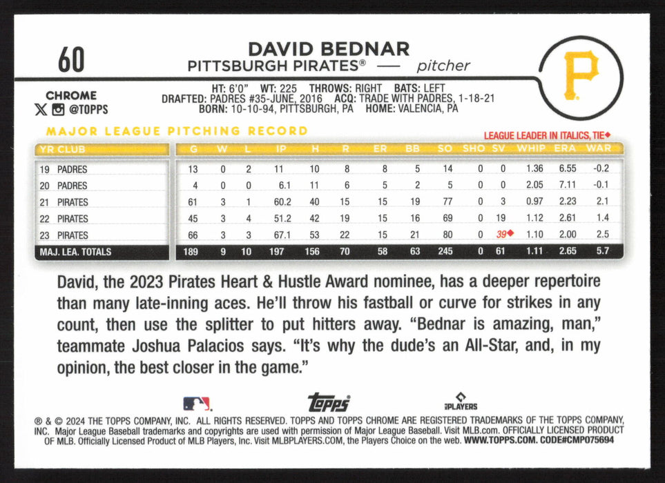 2024 Topps Chrome #60 David Bednar