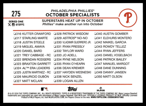 2024 Topps #275 October Specialists: Superstars Heat Up in October Rainbow Foil