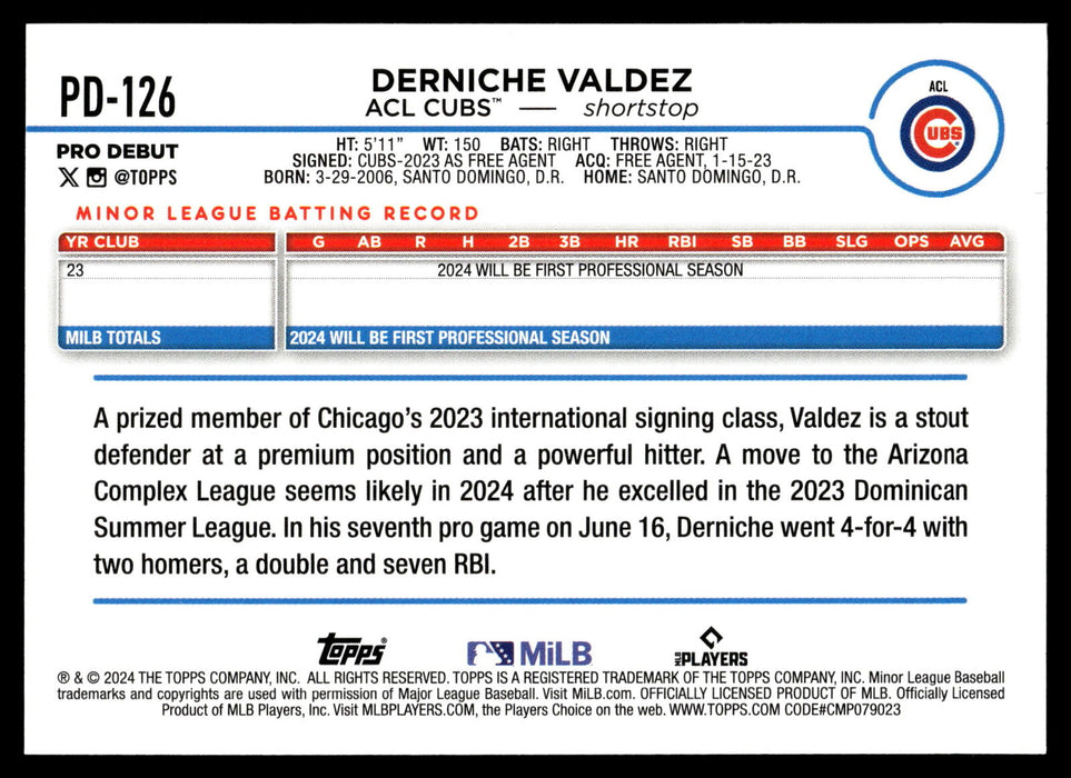 2024 Topps Pro Debut #PD-126 Derniche Valdez