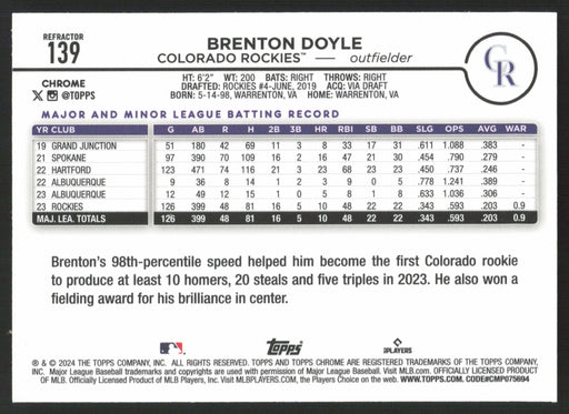 2024 Topps Chrome #139 Brenton Doyle Refractor