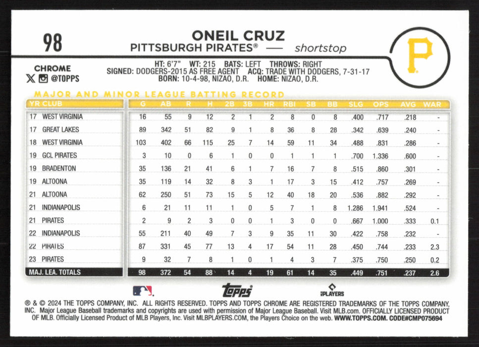 2024 Topps Chrome #98 Oneil Cruz