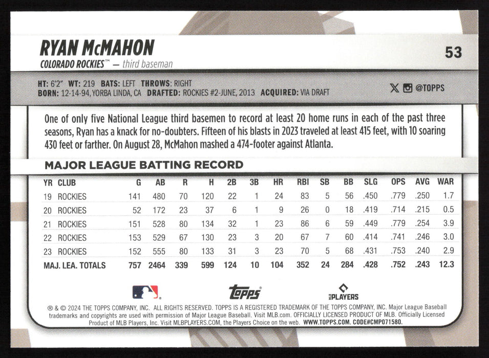 2024 Topps Big League #53 Ryan McMahon