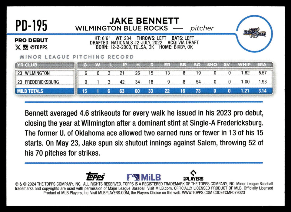 2024 Topps Pro Debut #PD-195 Jake Bennett