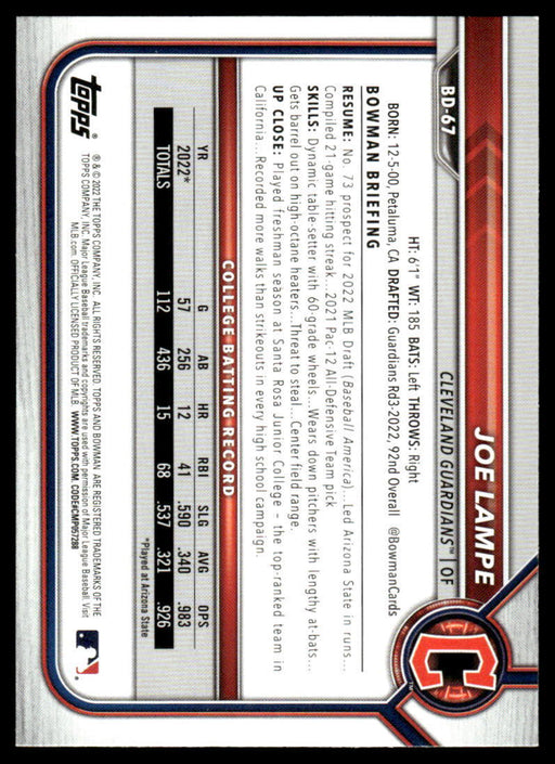 2022 Bowman Draft #BD-67 Joe Lampe